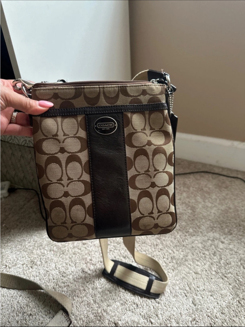 Coach Brown/Tan Signature Crossbody Bag